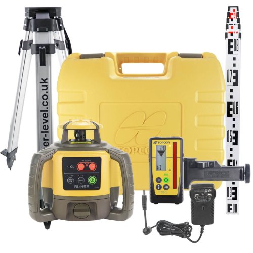Topcon RL-H5A Rotary Laser Level Kit with LS-100D (mminch) Detector. Long Range Laser Grading Kit.