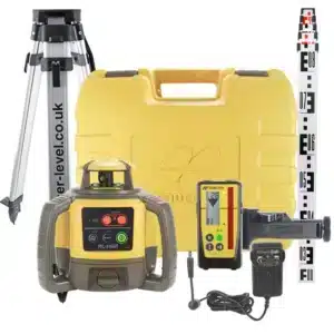 Topcon RL-H5A Rotary Laser Level Kit with LS-100D (mm/inch) Detector. Long Range Laser Grading Kit.